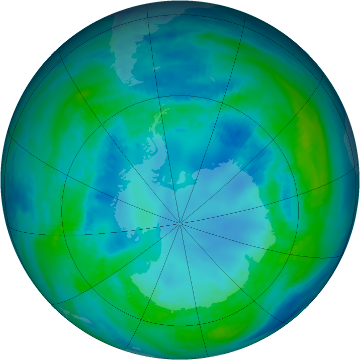 Antarctic ozone map for 30 April 1991